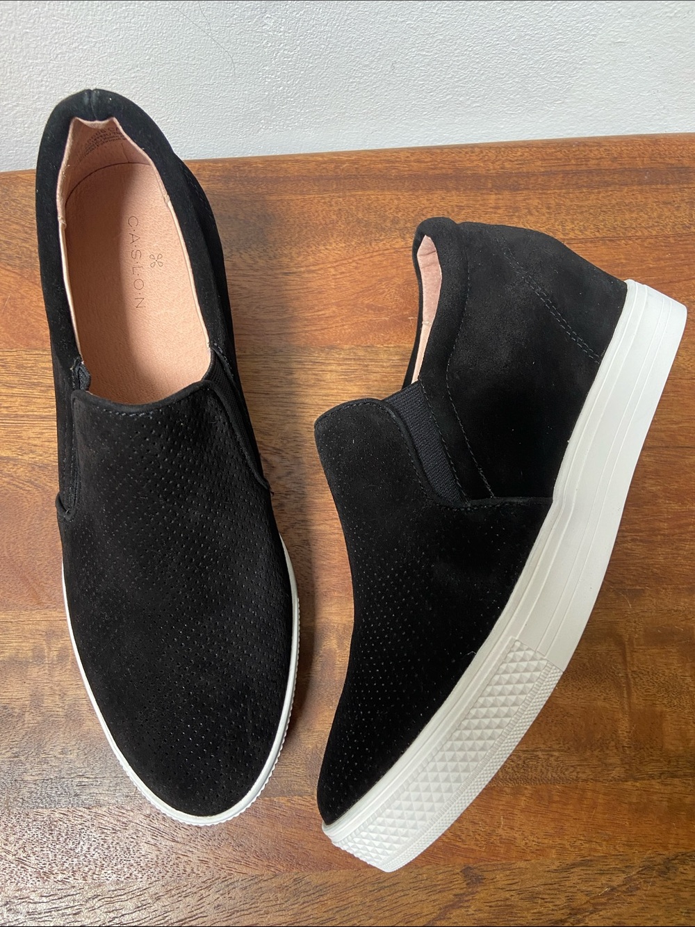 Caslon Allie Black Suede Slip-On Platform Sneakers New